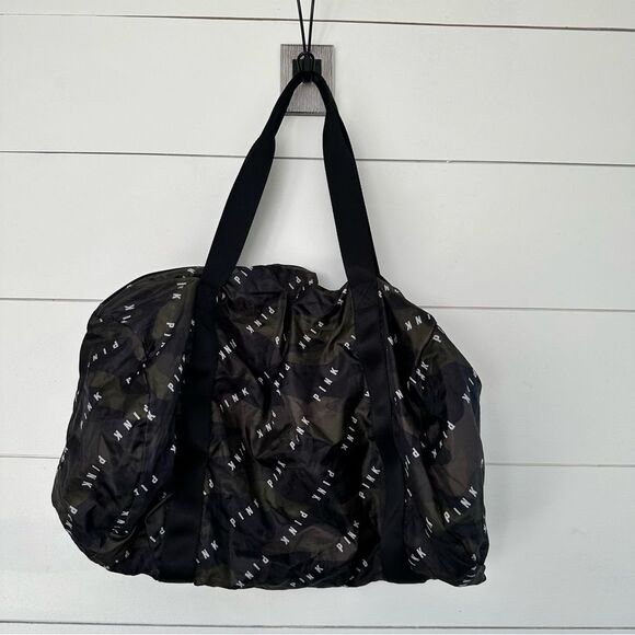 VS Pink Green Black Packable Duffle Bag - Picture 4 of 7